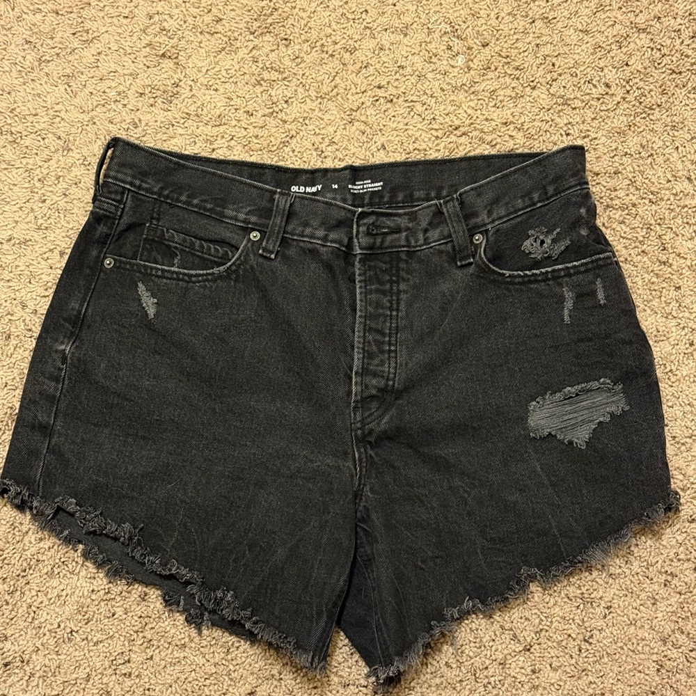 Old Navy Black Distressed Jean Shorts